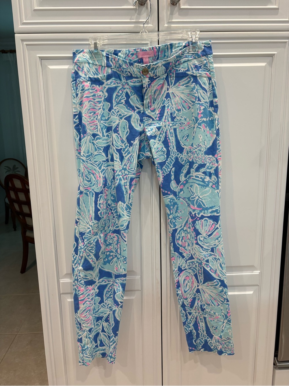 Lilly Pulitzer Blue Floral Skinny Jeans with Pink & Mint Accents
